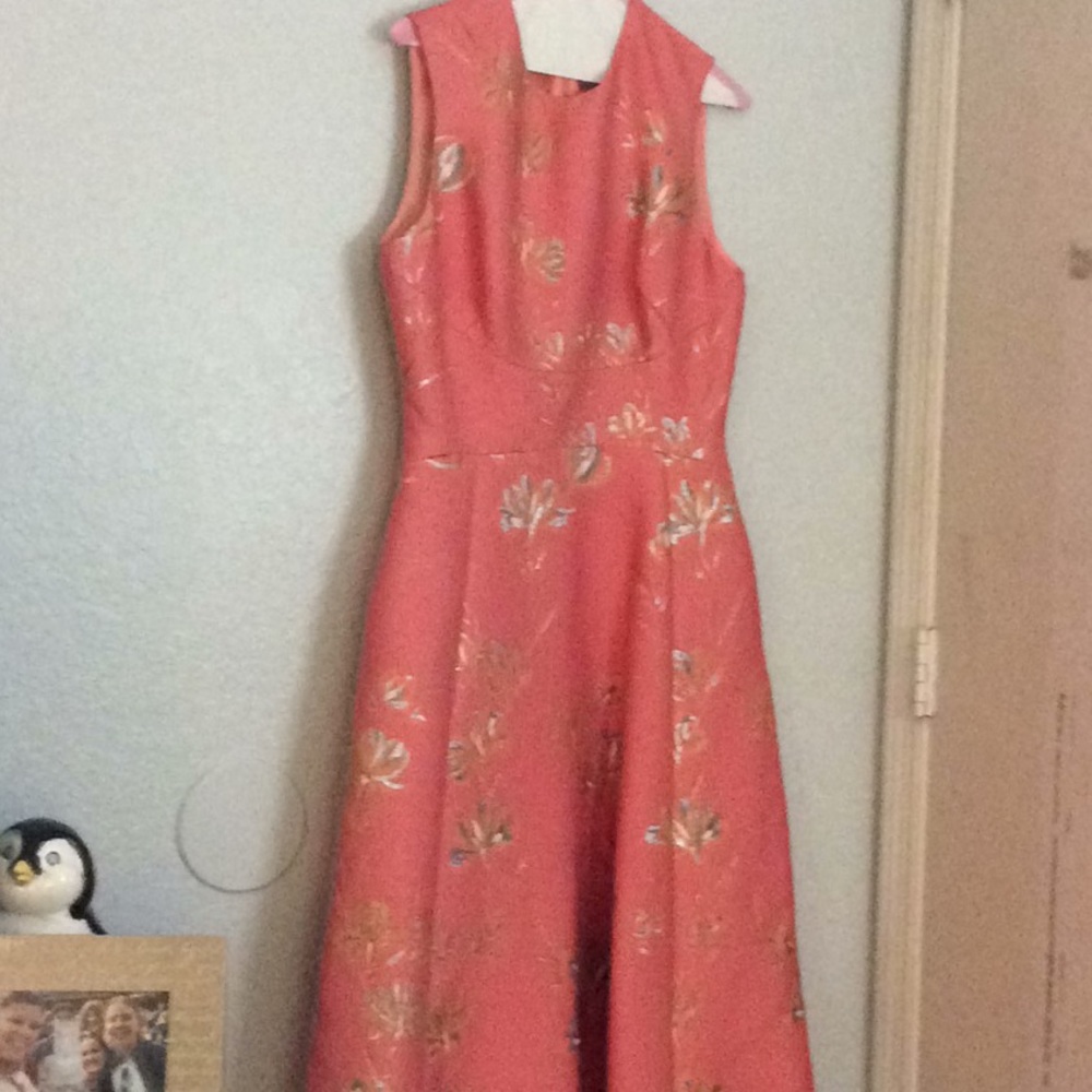 Lela Rose Flower Pattern Dress with Pockets